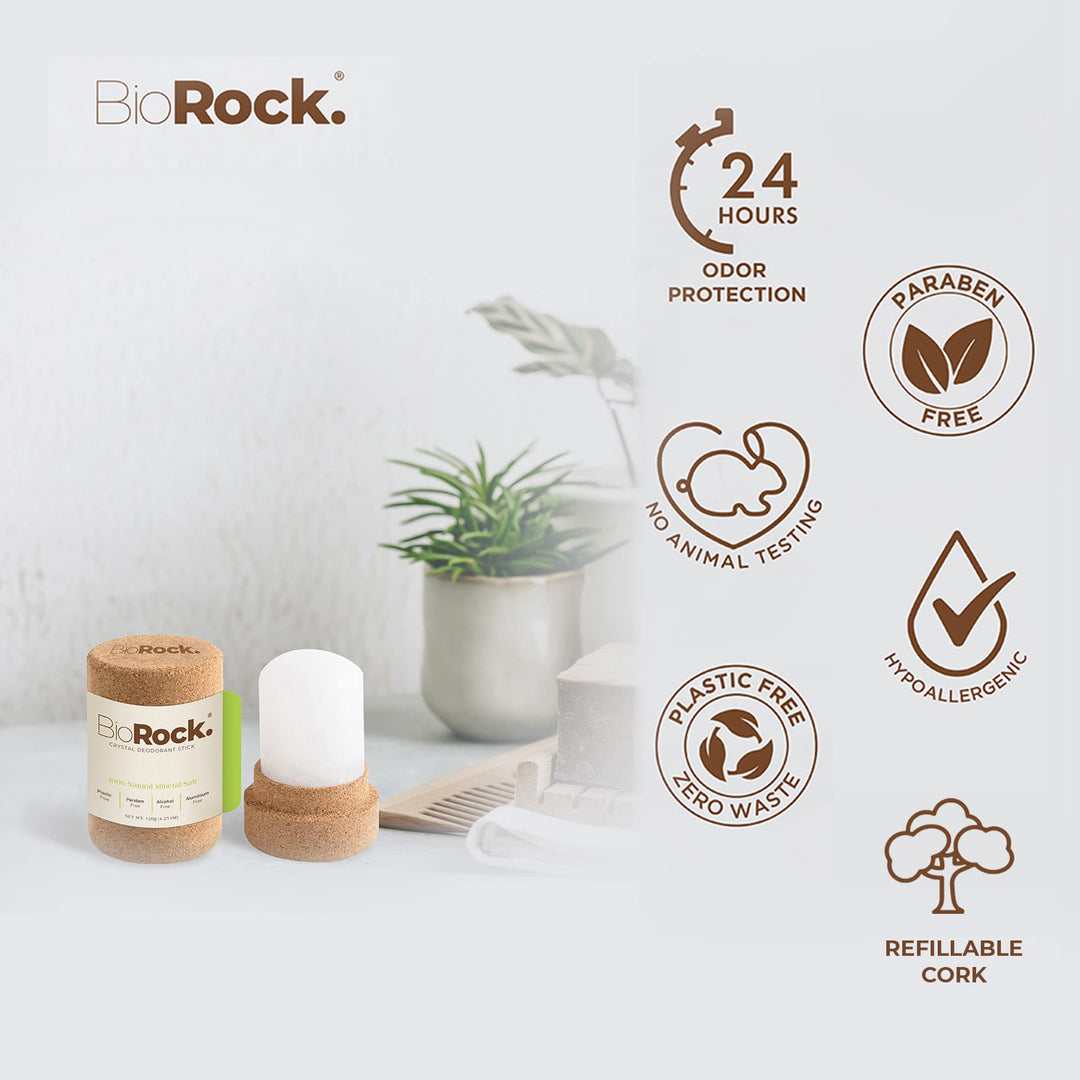 Biorock Crystal Deodorant Stone, Unscented, 4.25 oz
