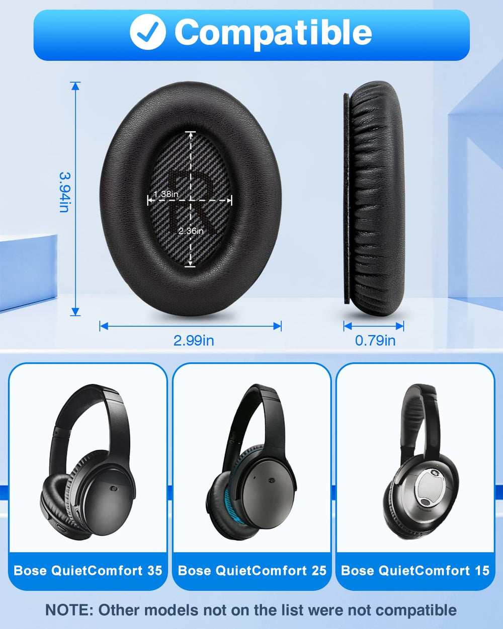 Link Dream Ear Pads for Bose Quiet Comfort 35, Black