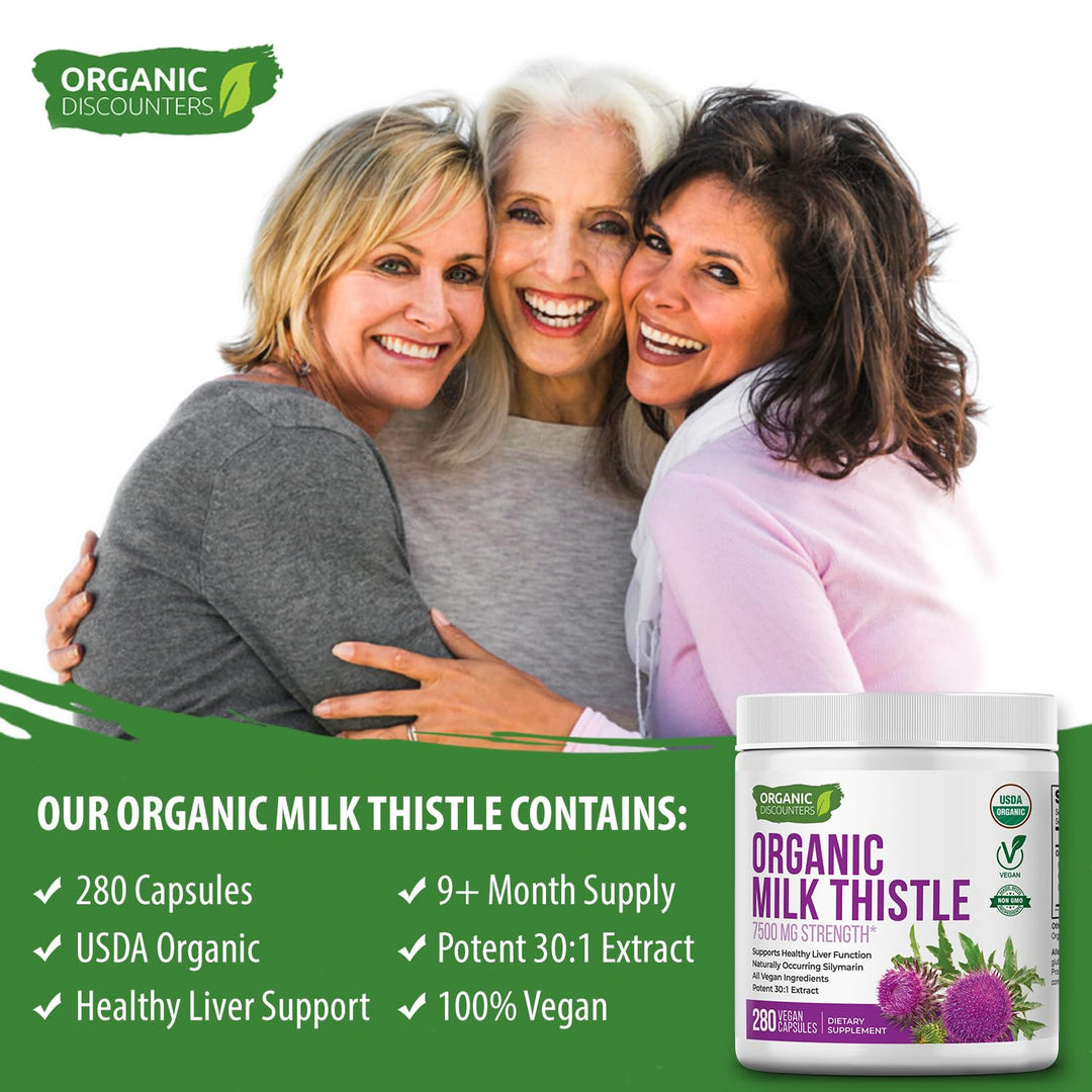 Organic Discounters Milk Thistle Extract Capsules, 7500 mg, 280 Count