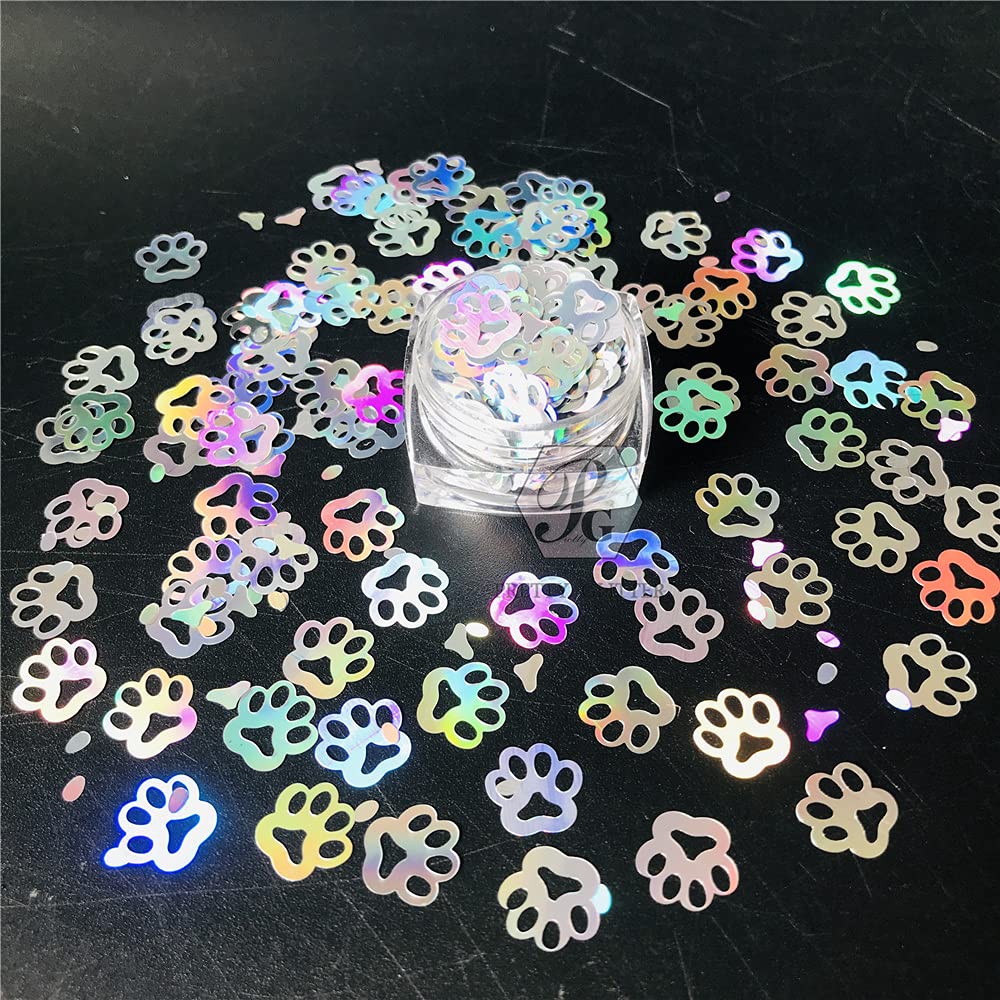 PrettyG Qute Paw Print Glitter, Silver, 10 g