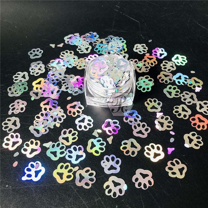 PrettyG Qute Paw Print Glitter, Silver, 10 g