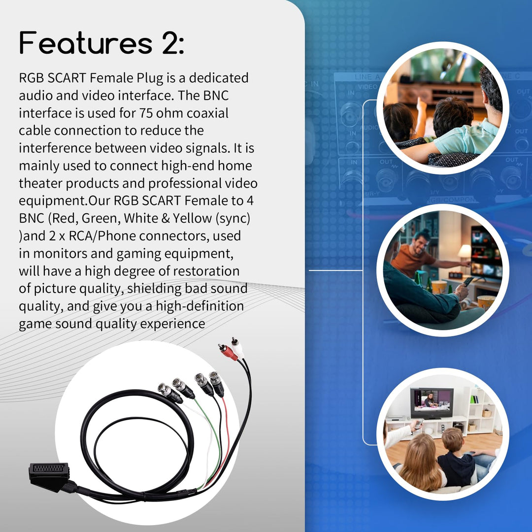 XTPTFABS Euro SCART to RGB BNC and RCA Adapter Cable