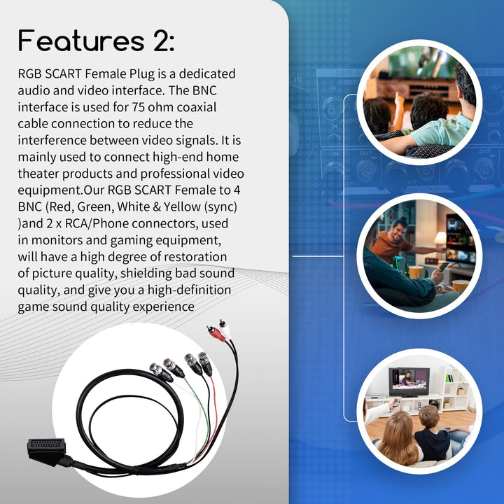 XTPTFABS Euro SCART to RGB BNC and RCA Adapter Cable