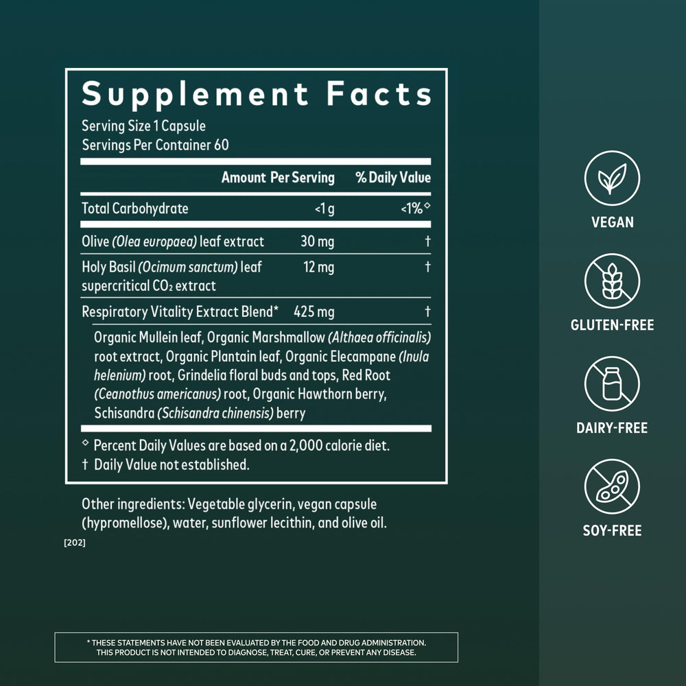 Gaia Herbs Mighty Lungs Lung Support Supplement, 60 Count