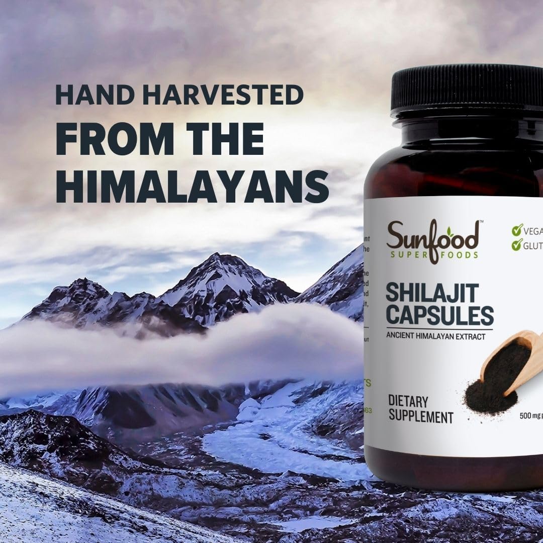 Sunfood Superfoods Shilajit Capsules, 500 mg, 90 Count