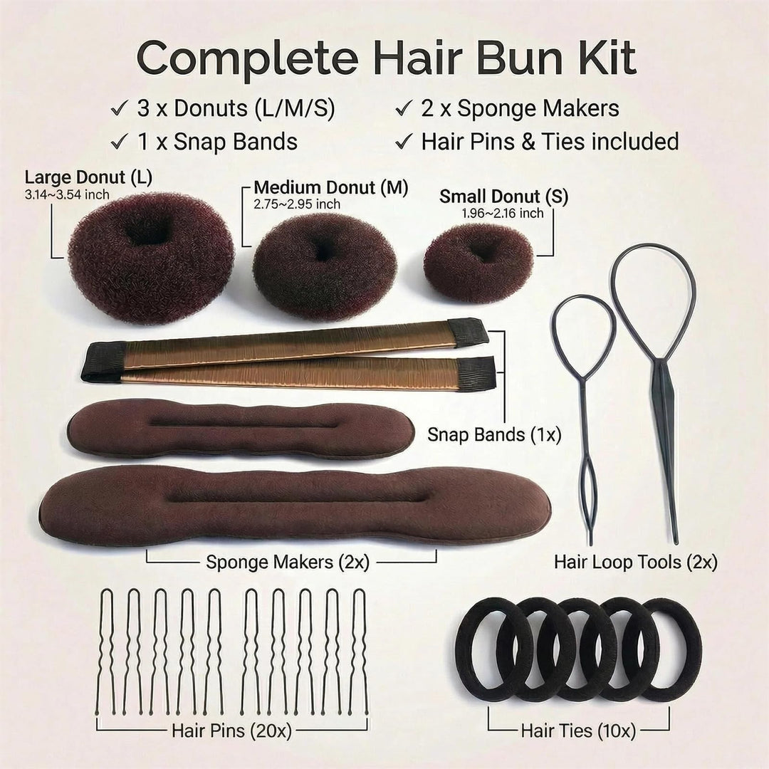 iFlyMars Hair Bun Maker Set, Brown