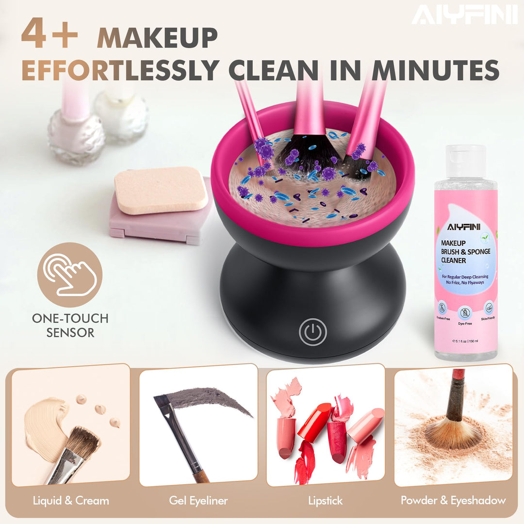 Alyfini Electric Makeup Brush Cleaner, Black