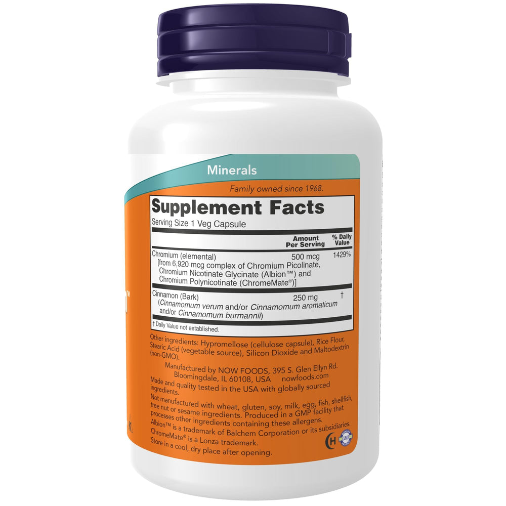 NOW Tri-Chromium 500 mcg, 180 Count