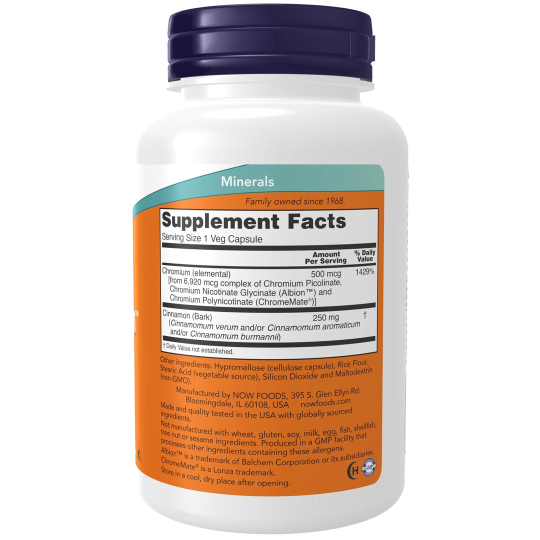 NOW Tri-Chromium 500 mcg, 180 Count