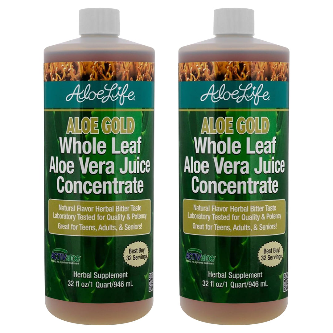 Aloe Life Aloe Gold Whole Leaf Juice Concentrate, 32 fl oz, Pack of 2