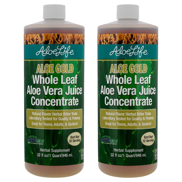 Aloe Life Aloe Gold Whole Leaf Juice Concentrate, 32 fl oz, Pack of 2