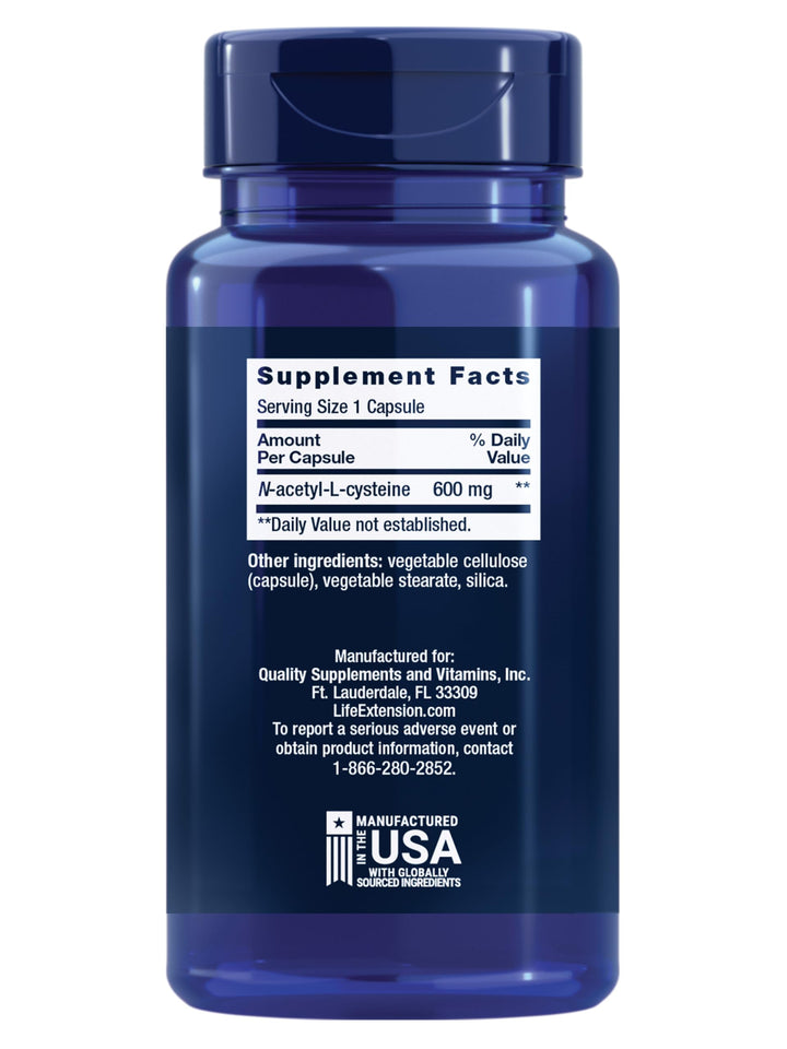 Life Extension N-Acetyl-L-Cysteine, 600 mg, 60 Count