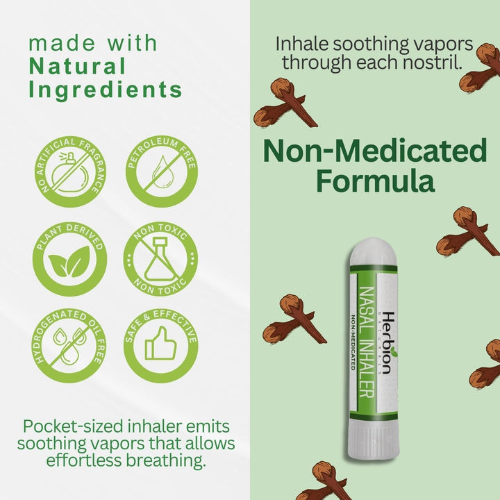 HERBION Naturals Nasal Inhaler, Menthol Clove Eucalyptus Camphor, 0.05 fl oz