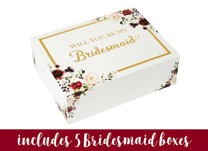 All Ewired Up Bridesmaid Proposal Box Set, Burgundy Geometric, 6 Count