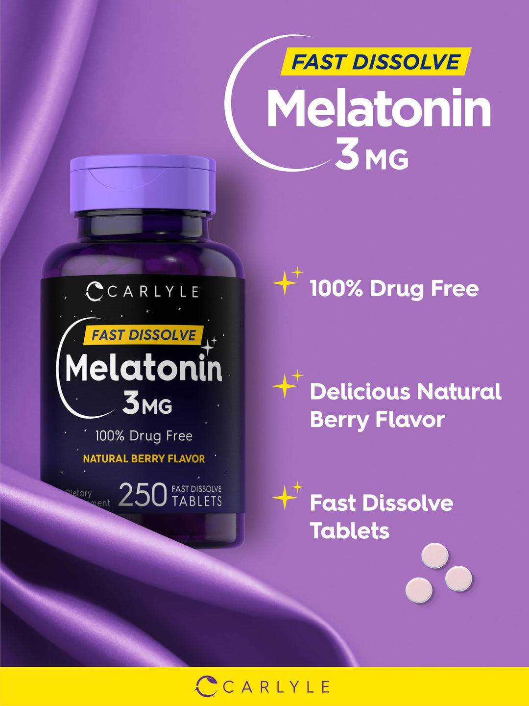 Carlyle Melatonin Fast Dissolve Tablets, 3 mg, 350 Count