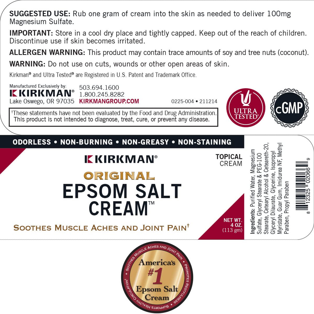 Kirkman Epsom Salt Cream, 4 oz