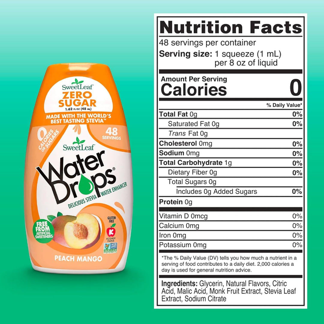 SweetLeaf Water Drops, Peach Mango, 2.1 fl oz