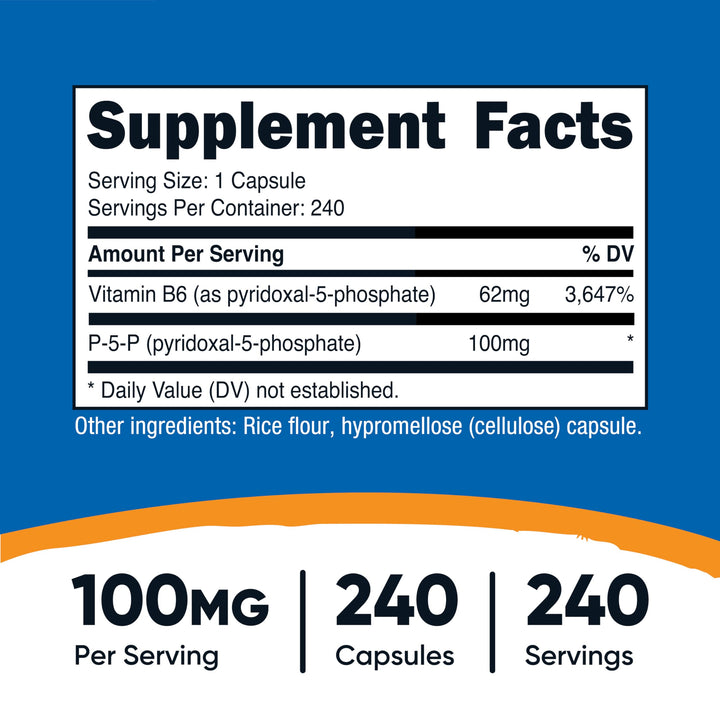 Nutricost P5P Vitamin B6 Supplement, 100 mg, 240 Count