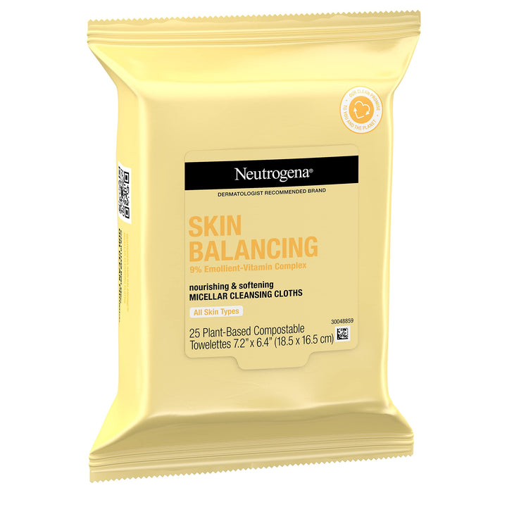 Neutrogena Skin Balancing Micellar Cleansing Cloths, 25 Count