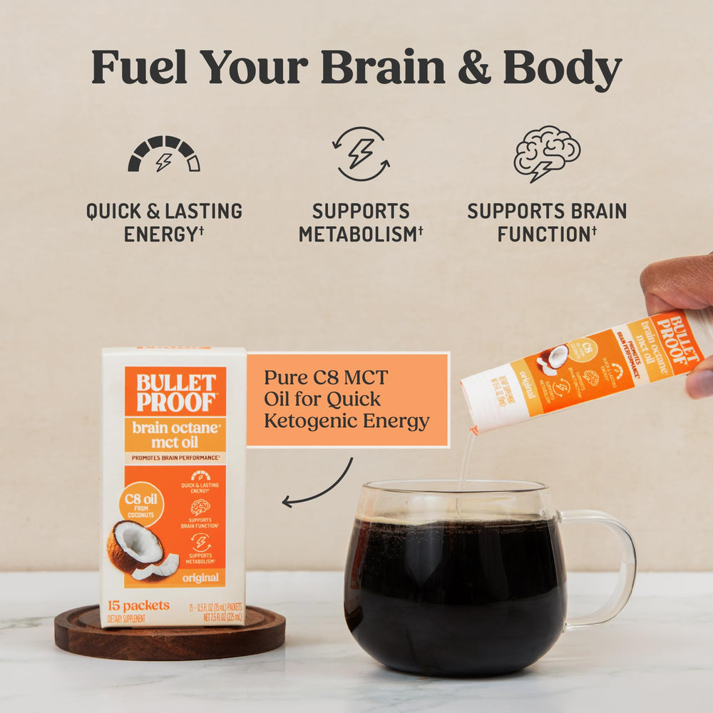 Bulletproof Brain Octane Oil Go Packs, 15 Count