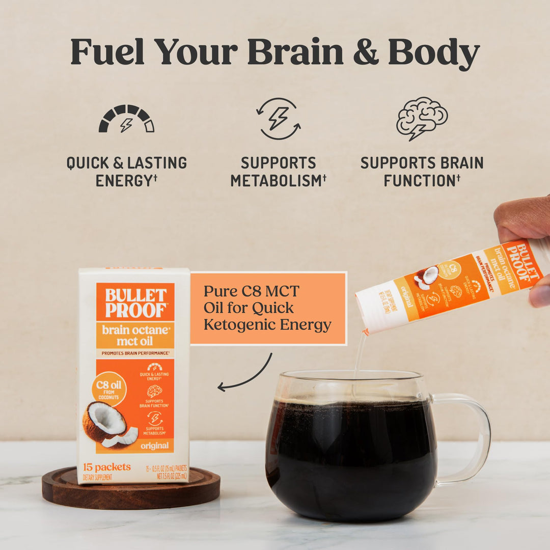 Bulletproof Brain Octane Oil Go Packs, 15 Count