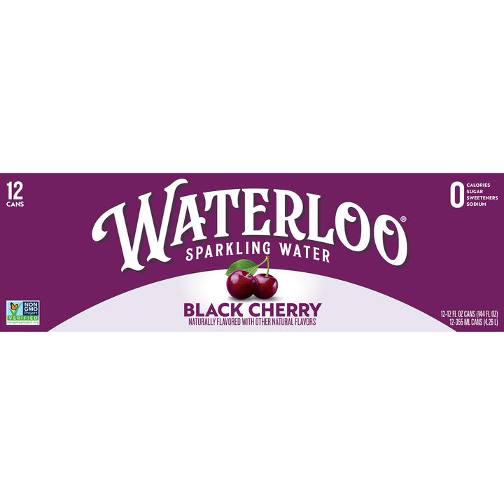 Waterloo Sparkling Water Black Cherry, 12 Pack x 355 ml, 12 Count