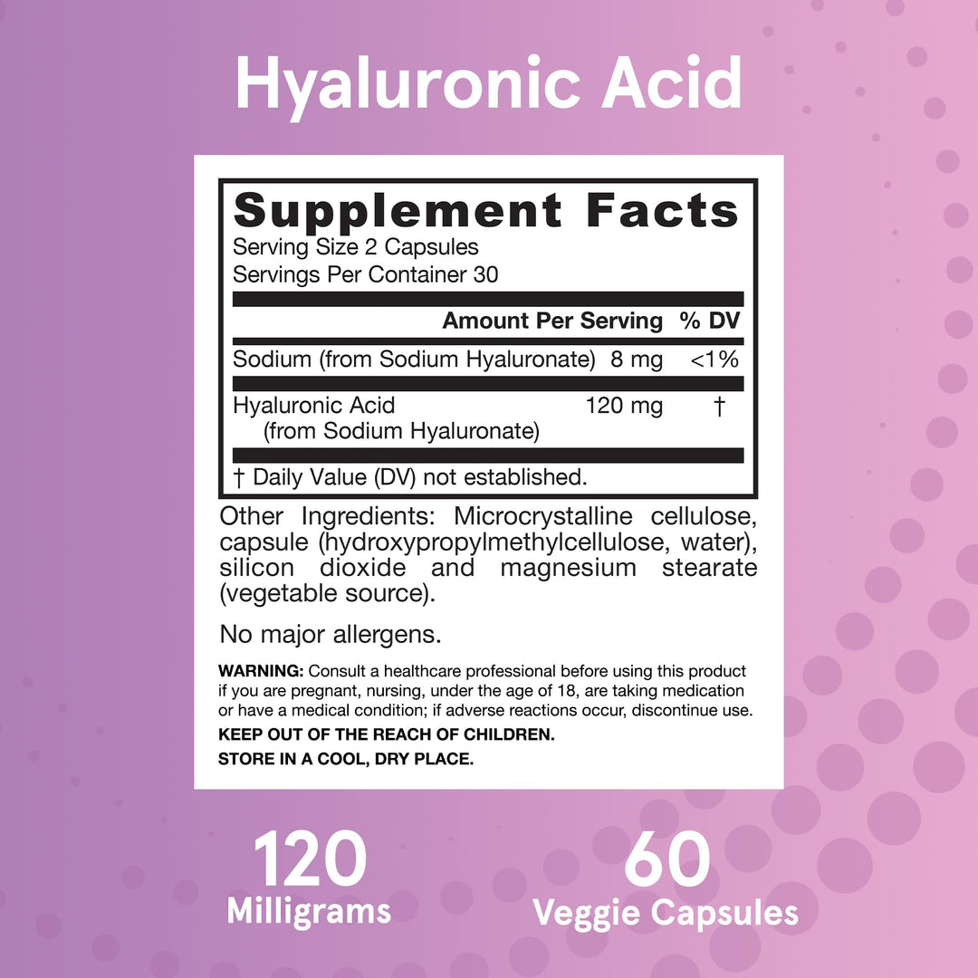 Jarrow Formulas Hyaluronic Acid 120 mg, 60 Count