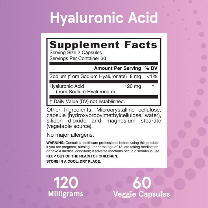 Jarrow Formulas Hyaluronic Acid 120 mg, 60 Count