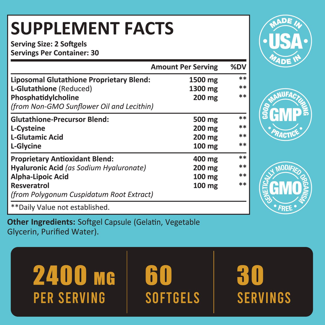 Zeylamum Liposomal Glutathione Softgels, 2400 mg, 60 Count