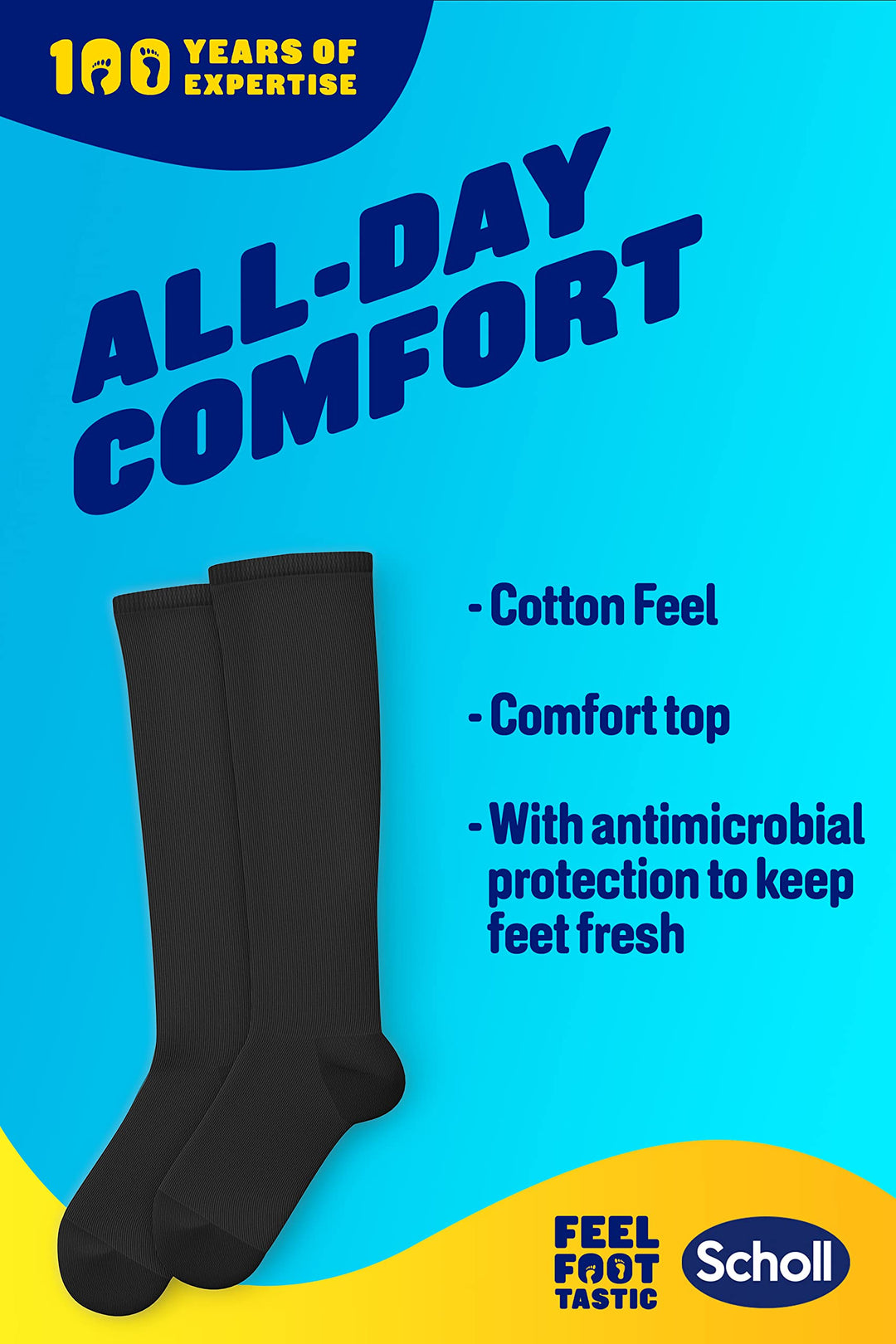 Dr. Scholl's Comfortable Flight Socks, Black, Size 3-6, 1 Pair
