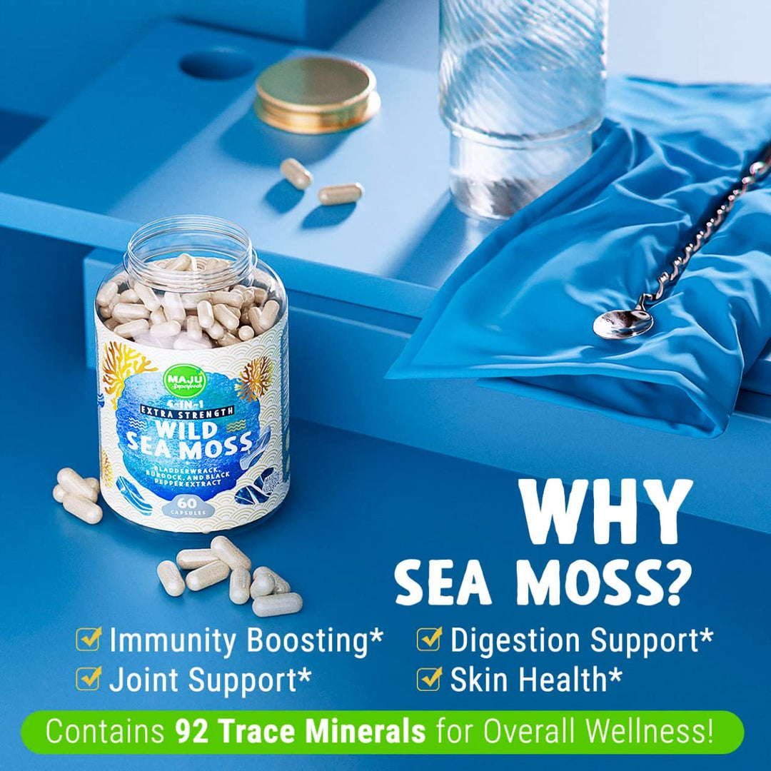 Maju Superfoods Organic Sea Moss Capsules, 500 mg, 60 Count