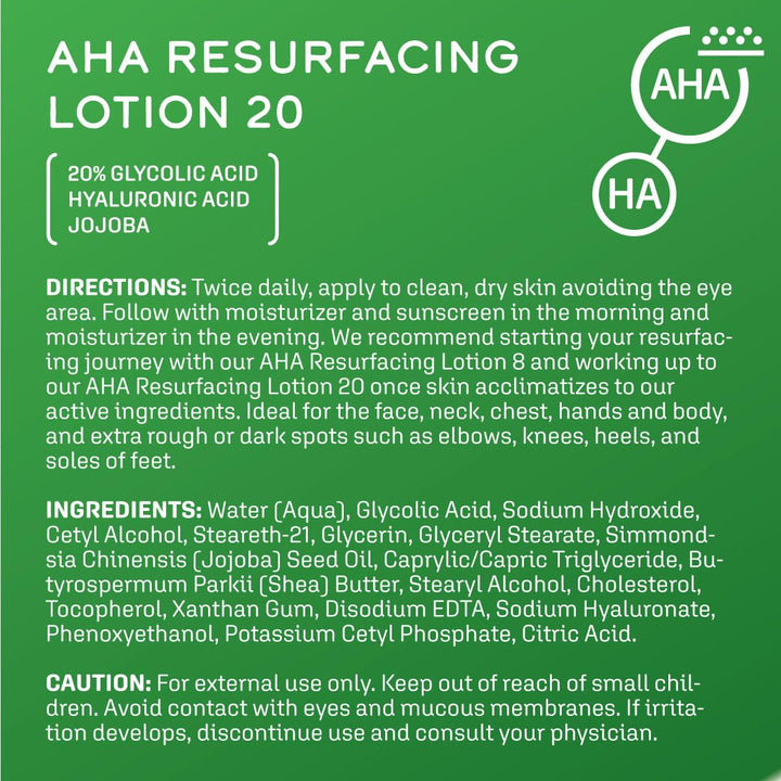 DCL Skincare AHA Resurfacing Lotion, 20% Glycolic Acid, 1.7 fl oz
