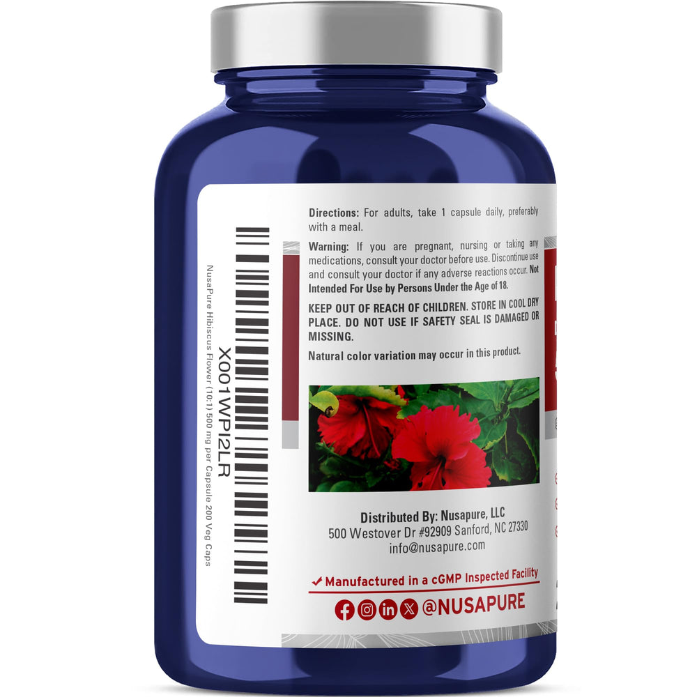 NusaPure Hibiscus Flower, 5000 mg, 200 Count