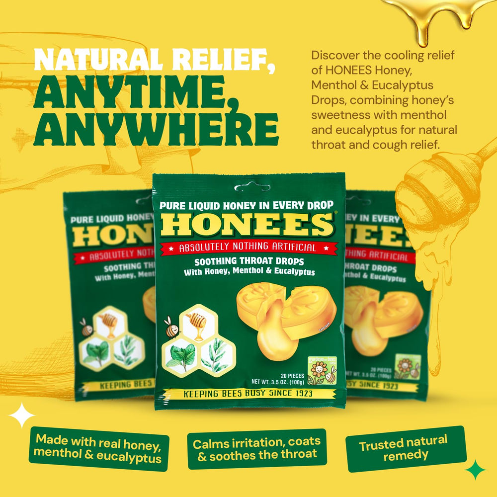 Honees Cough Drops, Original Honey Menthol, 20 Count