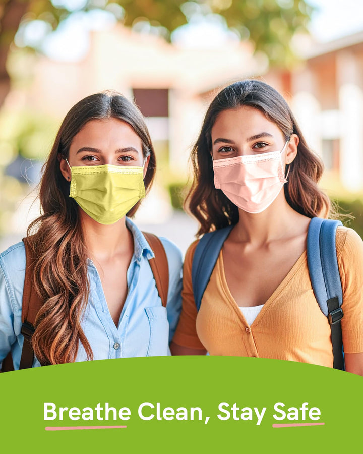FriCARE ECOGUARD 3-Ply Disposable Face Mask, Multicolor, 50 Count