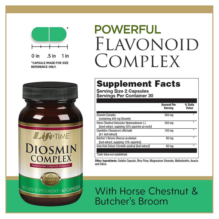 LIFETIME Vein Support Diosmin Flavonoid Complex Supplement, 60 Count