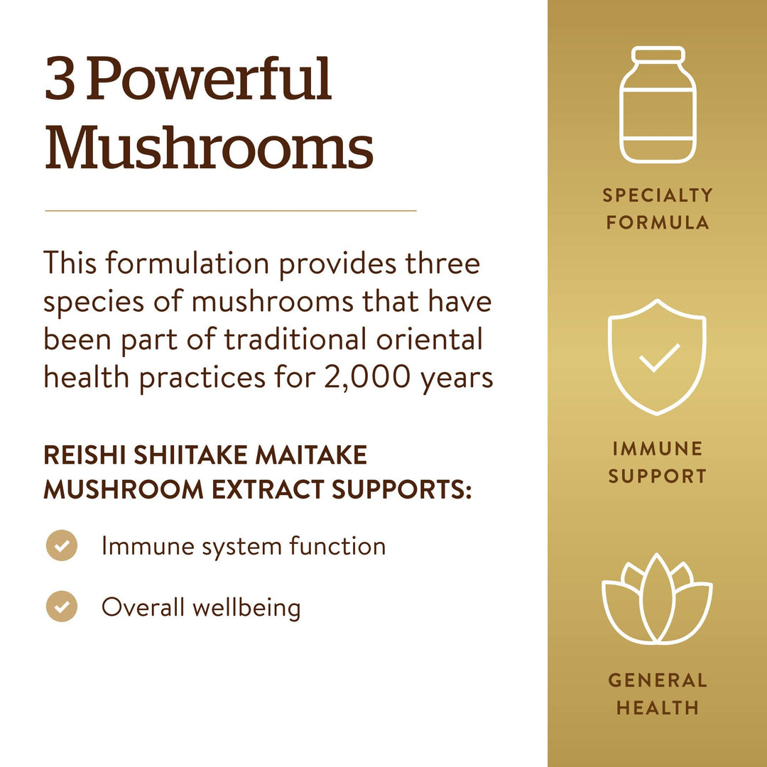 Solgar Reishi Shiitake Maitake Mushroom Extract, 50 Count