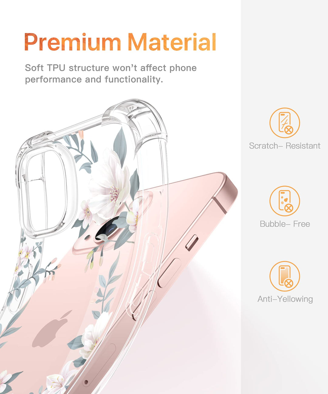 GVIEWIN iPhone 13 Case, Magnolia White, 6.1 in