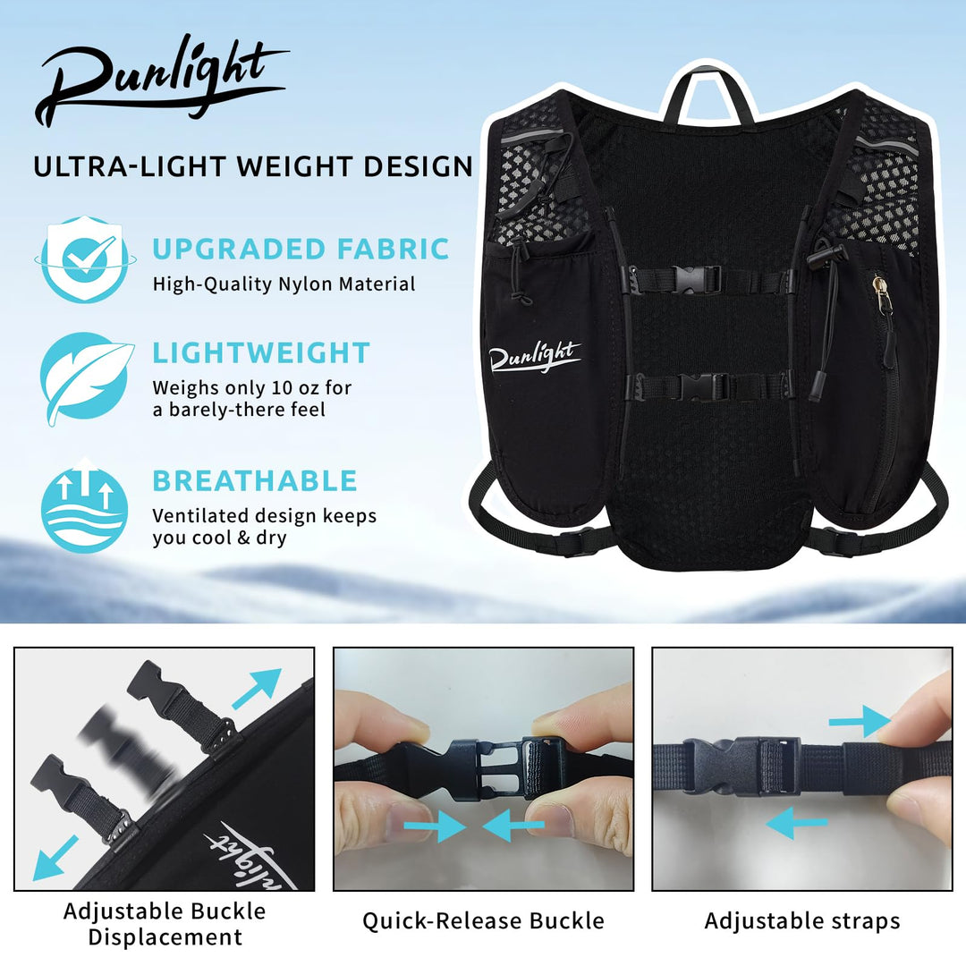 Runlight Running Vest, Black, One Size