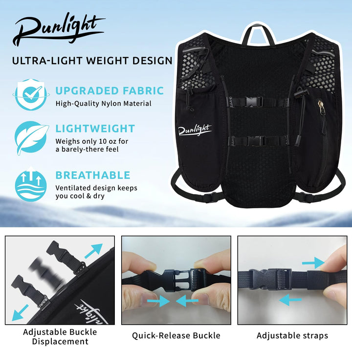 Runlight Running Vest, Black, One Size
