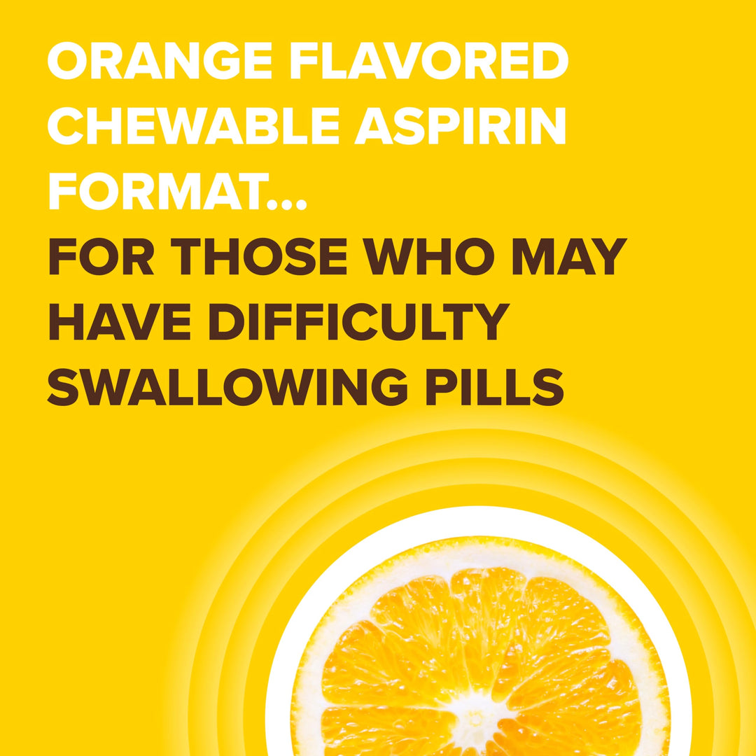 Bayer Aspirin Low Dose 81 mg Chewable Tablets, Orange Flavored, 216 Count, Pack of 6