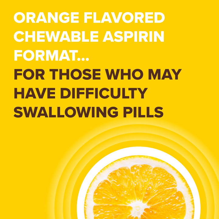 Bayer Aspirin Low Dose 81 mg Chewable Tablets, Orange Flavored, 216 Count, Pack of 6