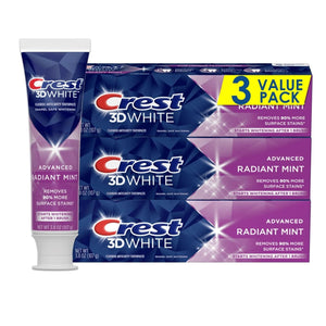 Crest 3D White Toothpaste, Radiant Mint, 3.8 oz, Pack of 3