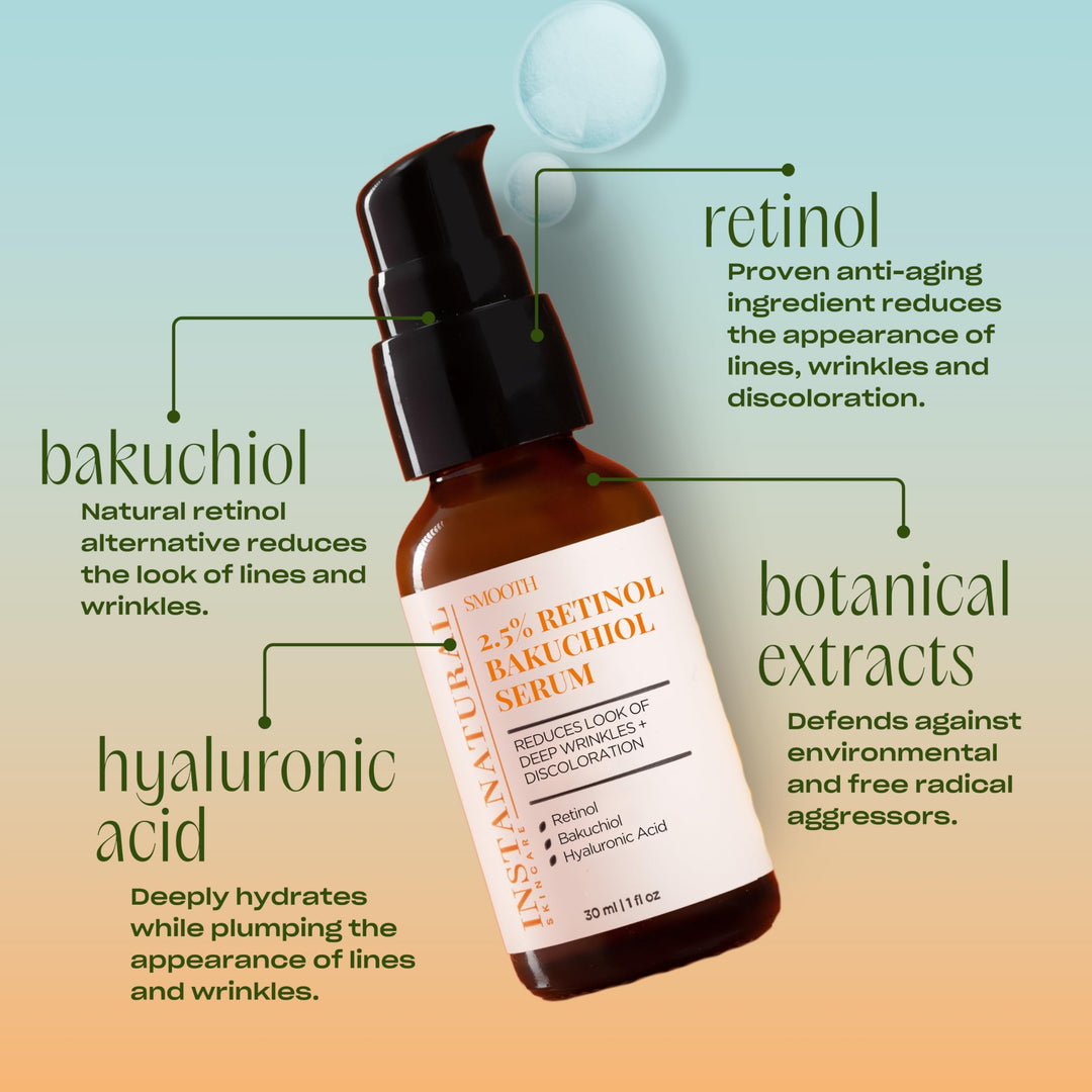 InstaNatural Retinol Bakuchiol Serum, 2.5%, 1 fl oz (30 ml)