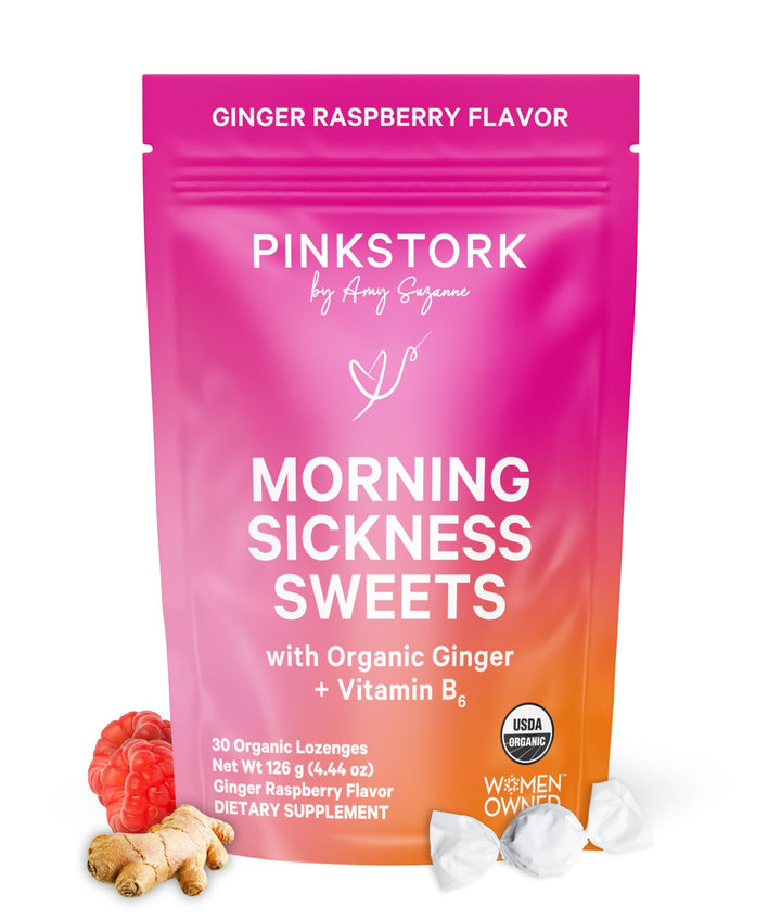 Pink Stork Morning Sickness Sweets, Raspberry, 30 Count
