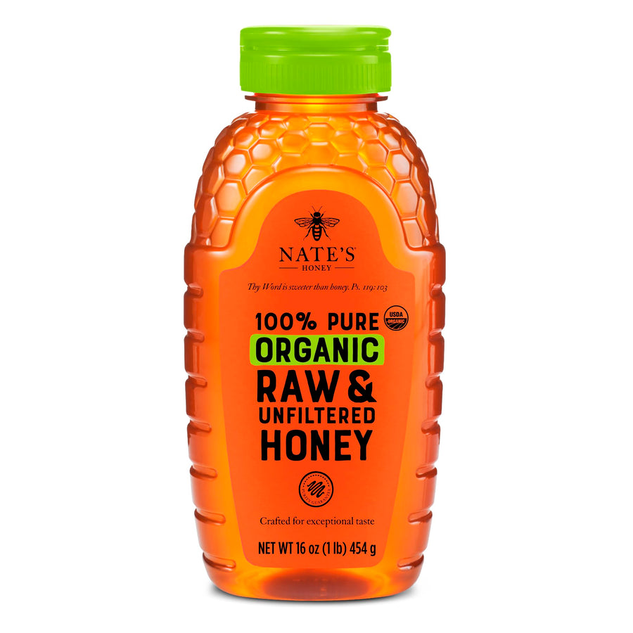 Nature Nate's Organic Raw & Unfiltered Honey, 16 oz
