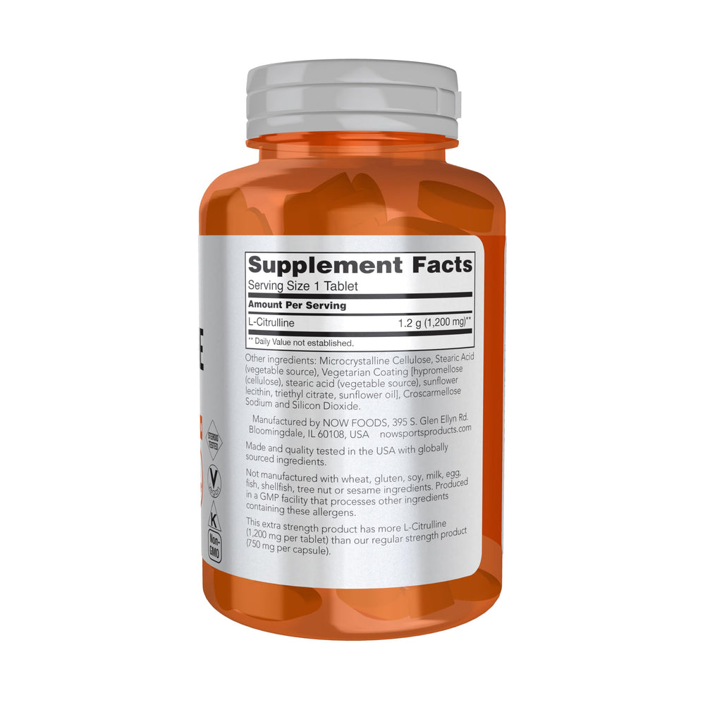 NOW Sports L-Citrulline Extra Strength, 1200 mg, 120 Count