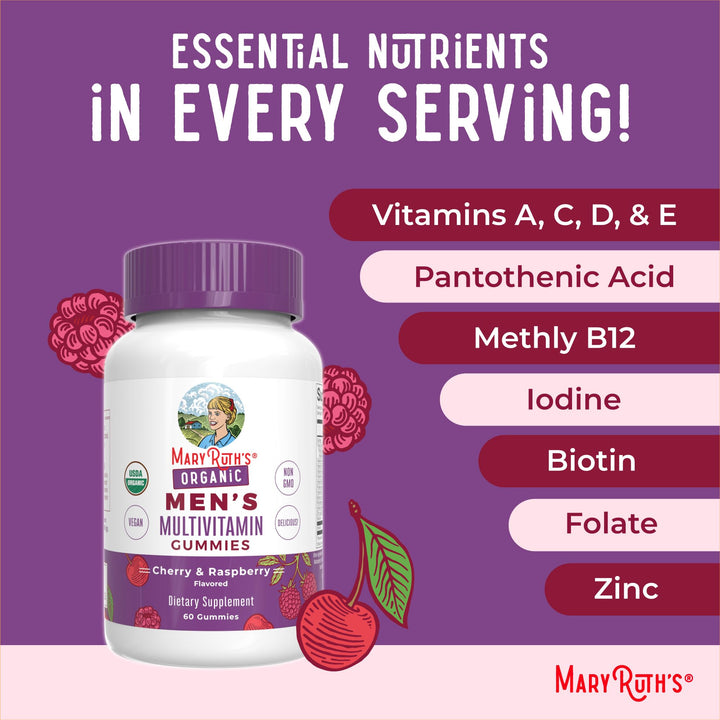 MARYRUTH'S Organic Men's Multivitamin Gummies, 60 Count