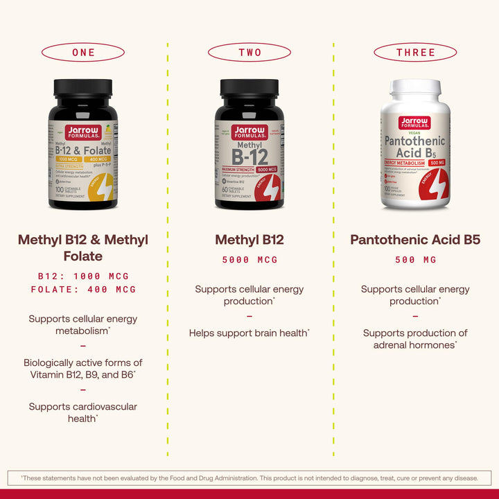Jarrow Formulas Methyl B-12 & Methyl Folate, 100 Count