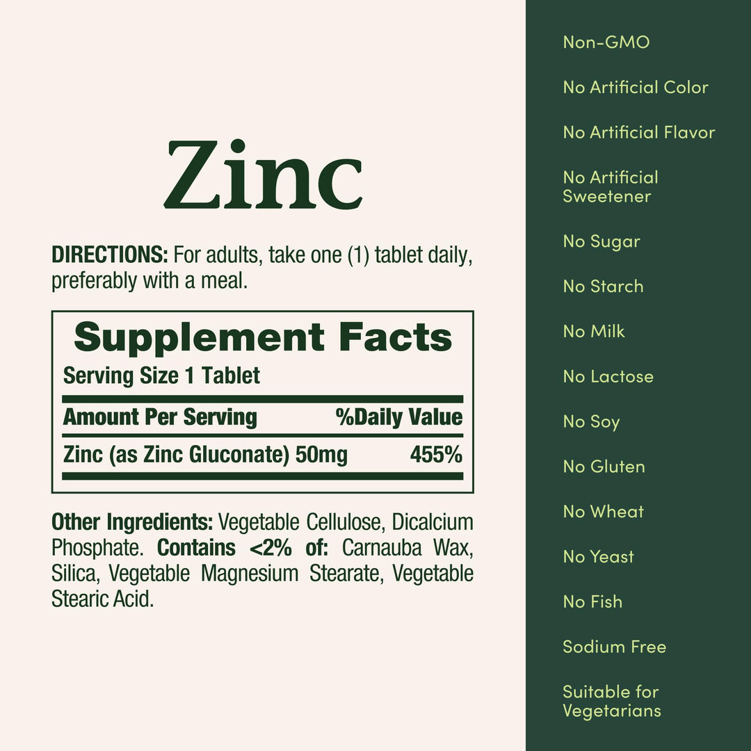 Nature's Bounty Zinc Chelated, 50 mg, 100 Count